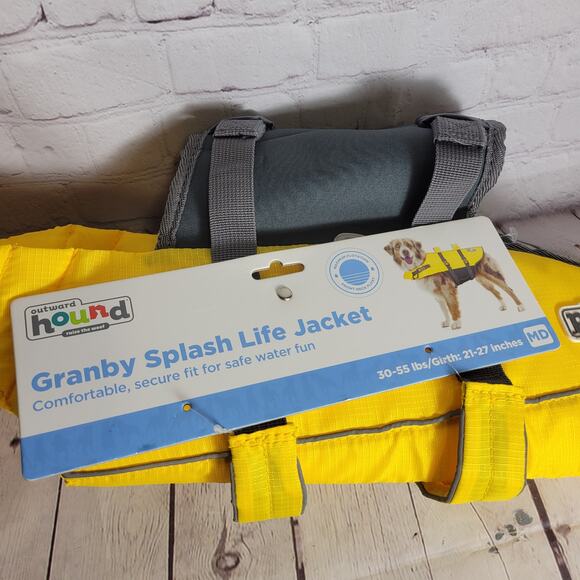 Outward Hound Granby Splash Dog Life Jacket Medium 30-55lbs Reflective Flotation - Picture 2 of 11